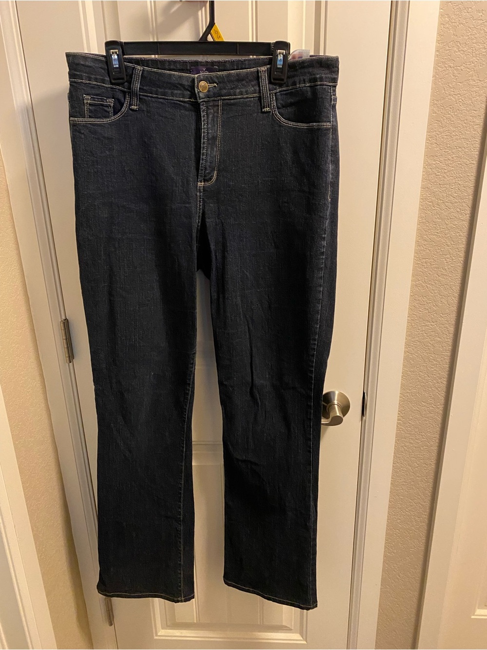NYDJ Jeans Lift Tuck 14 L Stretch Bootcut Dark Blue Denim Boot Cut USA Made Long